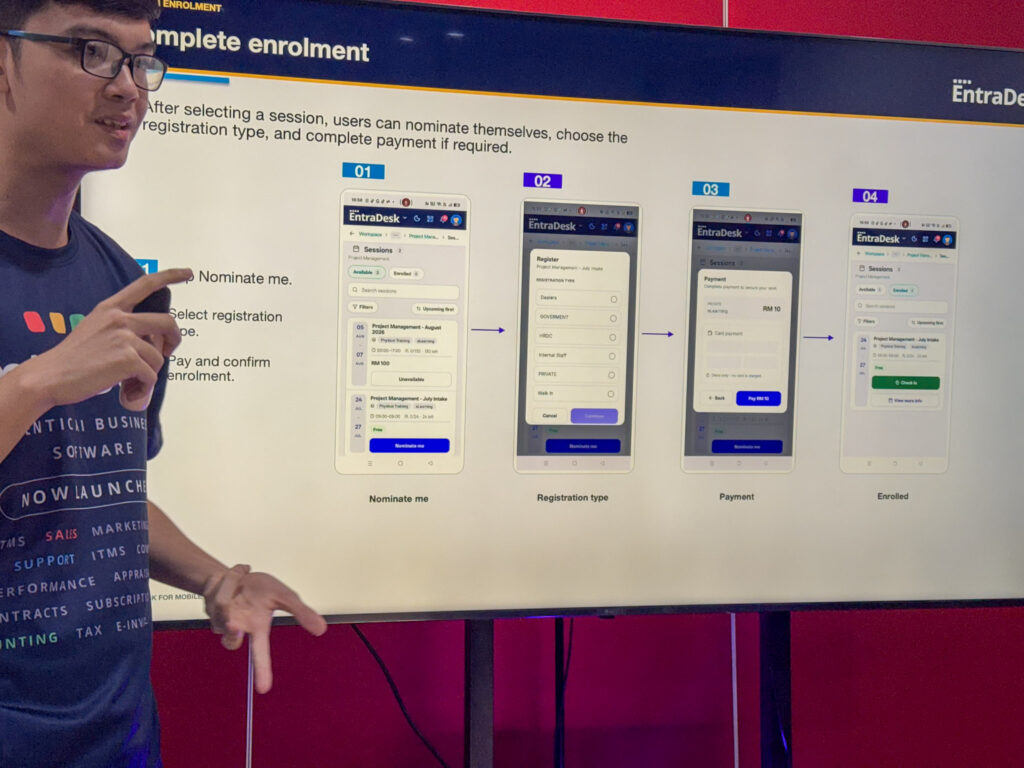 Mobile team showcasing the React Native mobile app for EntraDesk
